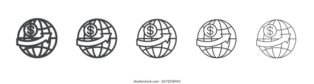 Icono de transferencia de pago mundial Ilustración simple Símbolo de colección