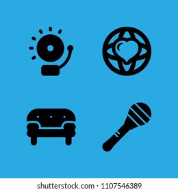 world peace, alarm, sofa and maraca icons vector in sample icon set for web and graphic design