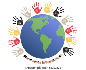 World peace between races, vector illustration