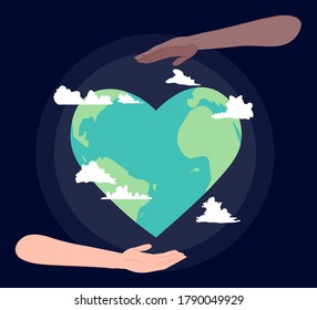 World peace card with hands vector illustration cartoon flat design modern style 