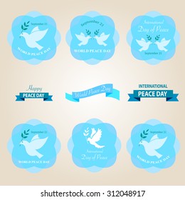 World peace day badges and labels vector design