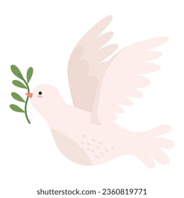 world peace day dove and olive branch isolated icon vector