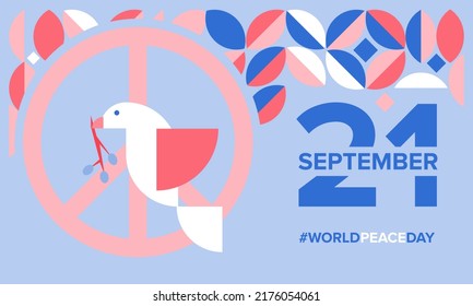 World peace day geometric poster, greeting card, background. Modern trendy vector