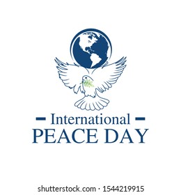 World Peace Day greeting card illustration, diverse people group together for special holiday celebration. International social help concept. EPS10 vector.