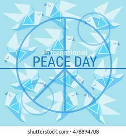 World Peace Day Hippie Sign International Holiday Poster Flat Vector Illustration