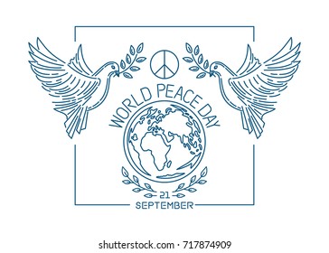 World Peace Day line logo design. International Day of Peace. September 21. Vector illustration
