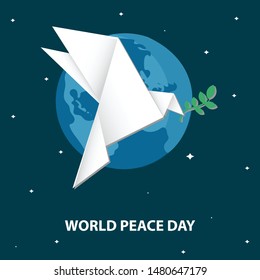 World Peace Day Poster, Dove, Vector Illustration.