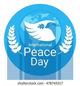 World Peace Day Poster White Dove Bird Wing Flat Vector Illustration