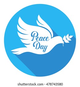 World Peace Day Poster White Dove Bird Symbol Flat Vector Illustration