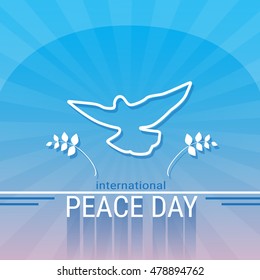 World Peace Day Poster White Dove Bird Symbol Flat Vector Illustration