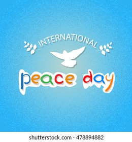 World Peace Day Poster White Dove Bird Symbol Flat Vector Illustration