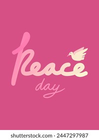 The world peace day with round text background for banner, cover and publication.