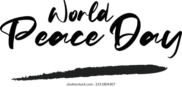 World Peace Day Saying Word Cursive Brush Typescript Text 