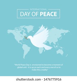 World peace day, Vector illustration of dove September 21.