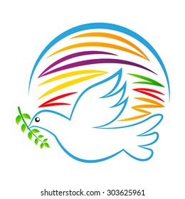 World peace dove design isolated in white background.