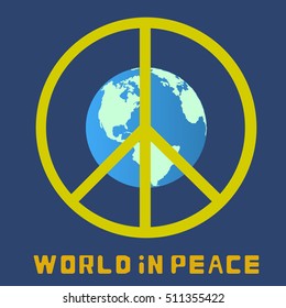 World in peace A globe with a peace sign on it. Vector Illustration