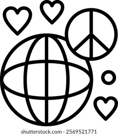 World peace Line Vector Icon Design