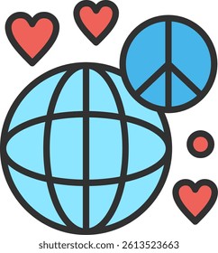 World peace Outline Filled Style Icon