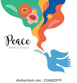 World peace poster  Dove peace   flowers