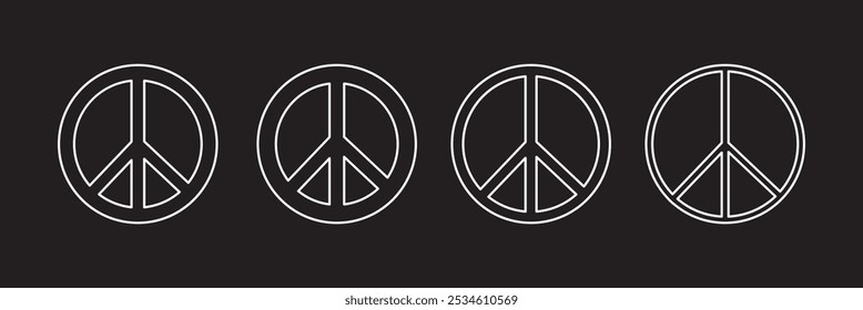 World peace sign symbol icon on black background