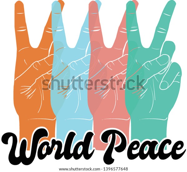 Tシャツの世界平和スローガングラフィック ベクトール のベクター画像素材 ロイヤリティフリー