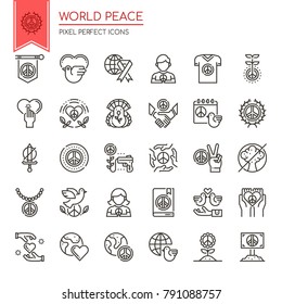 World Peace. Thin Line and Pixel Perfect Icons
