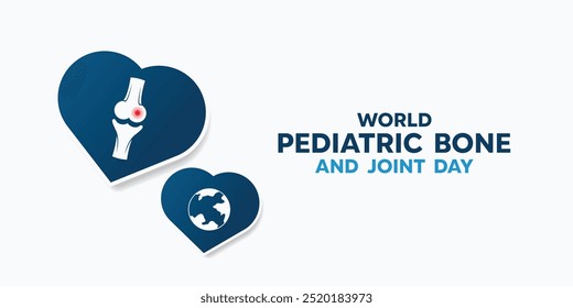 Dia Mundial da Pediatria Óssea e Articulação. Osso, terra e coração. Ótimo para cartões, banners, cartazes, mídias sociais e muito mais. Fundo branco.