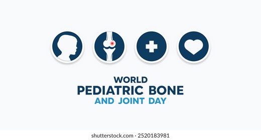 World Pediatric Bone and Joint Day. Child, bone, plus icon and heart. Great for cards, banners, posters, social media and more. White background.