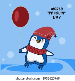 WORLD PENGUIN DAY. April 25. Template for background, banner, card, poster with text inscription. Vector EPS10 illustration.