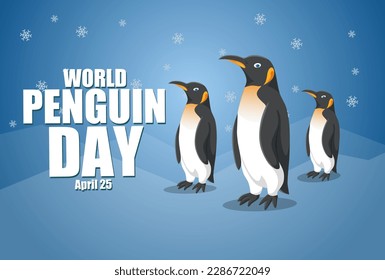 World penguin day april 25 vector illustration, suitable for web banner poster or card campaign