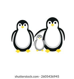  world penguin Day, badge, penguin family, penguin, sticker, penguin day symbol, flat vector illustration on white background