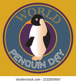 World Penguin Day Sign Vector Illustration