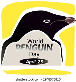 World Penguin Day Vector Illustration with yellow background.