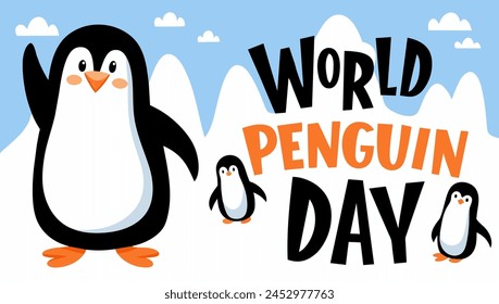 World penguin day vector illustration