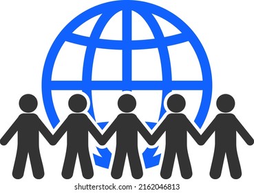 World people vector illustration. Flat illustration iconic design of world people, isolated on a white background.