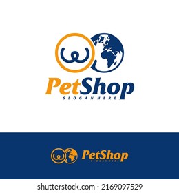 World Pet Logo Design Template. Pet logo concept vector. Emblem, Creative Symbol, Icon