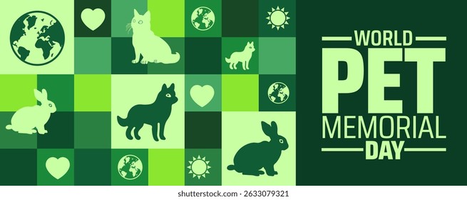 Dia mundial comemorativo do animal de estimação Modelo de desenho de banner ou cartaz de fundo de padrão geométrico. observado todos os anos em junho. Conceito de férias. Use para qualquer modelo, cartão, cartaz, cartaz, modelo.