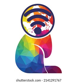 World Pets Logo Template Design. WIFI planet vector logo design.	