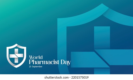 World Pharmacist Day Background. Abstract Background. With Vector Symbols Like Origami Paper. and can also write your text on the side. September 25. Suitable For Banners etc