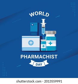 World pharmacist day banner celebration vector illustration