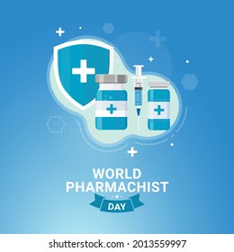 World pharmacist day banner celebration vector illustration