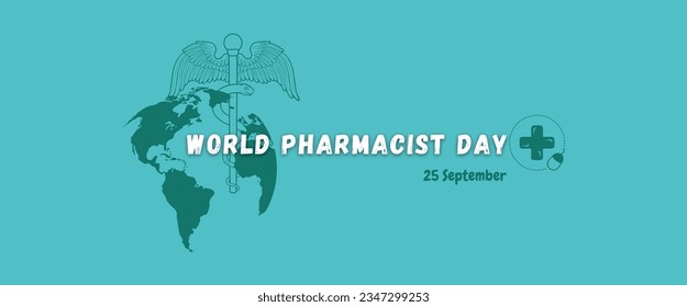 World pharmacist day. September 25. Medical banner.  vector illustration