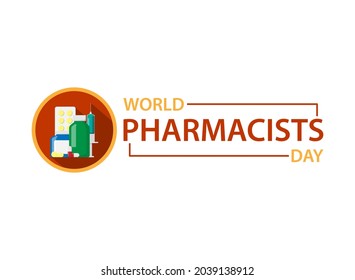Plantilla vectorial del Día Mundial de la Farmacéutica. Ilustración vectorial plana médica. Ilustración vectorial de diseño plano.