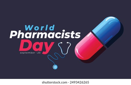 Día Mundial de los Farmacéuticos. antecedentes, Anuncio, tarjeta, cartel, Plantilla. Ilustración vectorial.