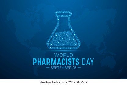 World pharmacists day on september 25 is a celebration of every pharmacist, pharmaceutical scientist. Low poly style design. Geometric background. Isolated vector illustration.