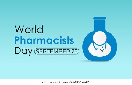 Dia Mundial do Farmacêutico em 25 de setembro. Hoje em dia, melhorar a assistência médica, garantir o uso seguro de medicamentos e apoiar a saúde pública em todo o mundo. Remédios seguros, salve ao vivo. Ilustração vetorial. Eps 10.