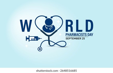 Dia Mundial do Farmacêutico em 25 de setembro. Hoje em dia, melhorar a assistência médica, garantir o uso seguro de medicamentos e apoiar a saúde pública em todo o mundo. Remédios seguros, salve ao vivo. Ilustração vetorial. Eps 10.