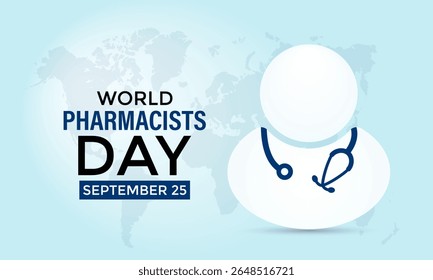 Dia Mundial do Farmacêutico em 25 de setembro. Hoje em dia, melhorar a assistência médica, garantir o uso seguro de medicamentos e apoiar a saúde pública em todo o mundo. Remédios seguros, salve ao vivo. Ilustração vetorial. Eps 10.