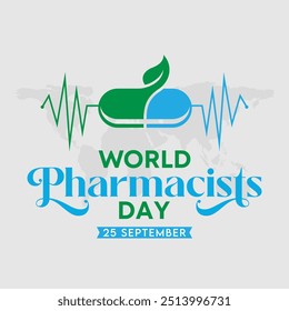 Día Mundial de los Farmacéuticos 25 de septiembre, Día Mundial de los Farmacéuticos de fondo Ilustración vectorial de Anuncio