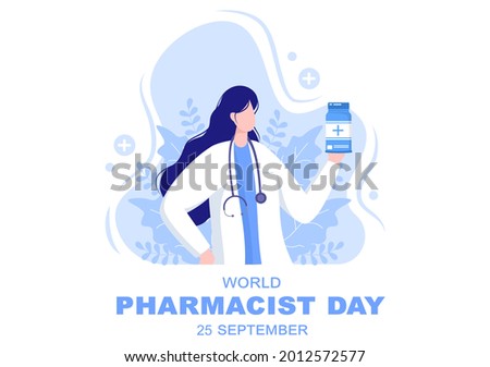World Pharmacists Day Which Is Held on September 25th. Doctor, Medicine and Pills Concept. For Background, Banner or Poster Landing Page Vector Illustration
